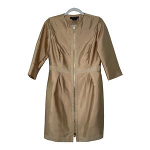 Vintage Etcetera Zip Front Silk and Cotton Gold Tone Formal Dress 6